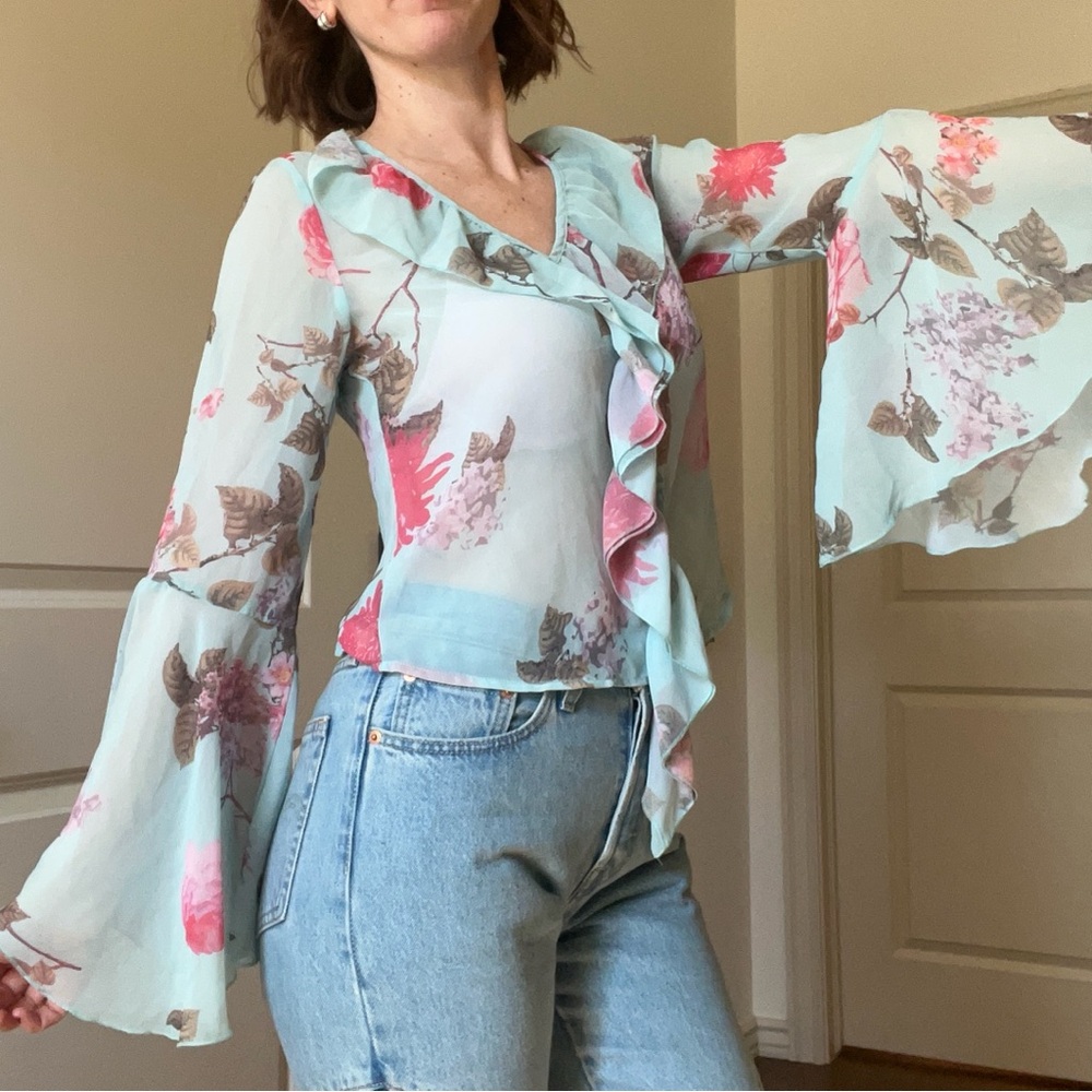 Sassafras Chiffon Ruffle Blouse